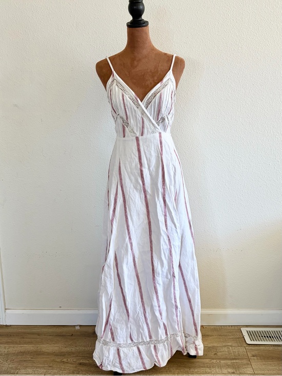 Reformation Dresses & Skirts - Reformation White Maxi Dress with Dusty Rose Stripes